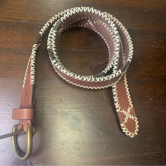 Frye Women’s Brown With Contrast Stitching Detail Belt Size M - Picture 4 of 8